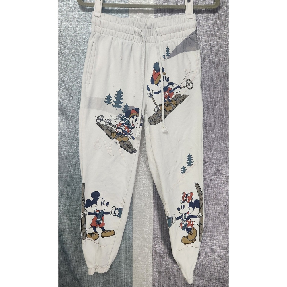 Disney Mickey Mouse Skiing Winter White Jogger Sweatpants XXS Christmas 
Cozy